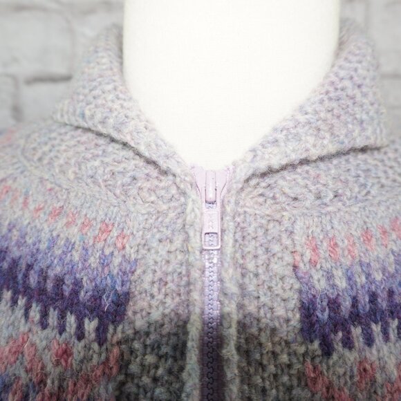 Vintage Handmade Fair Isle Zip up Wool Sweater Jacket - Picture 2 of 3